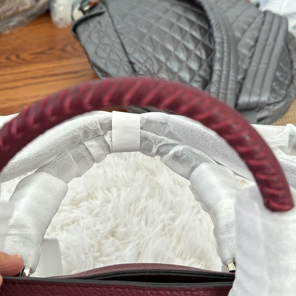 Rebecca Minkoff cranberry leather handbag with long leather strap. NWT - Picture 7 of 7